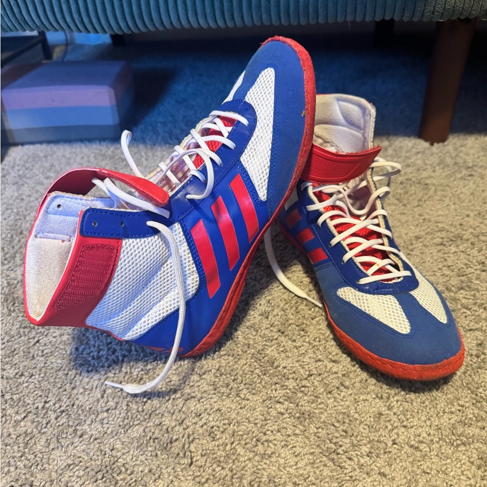 Adidas Red and Blue High-Top Wrestling/boxing Shoes - Men’s 9.5